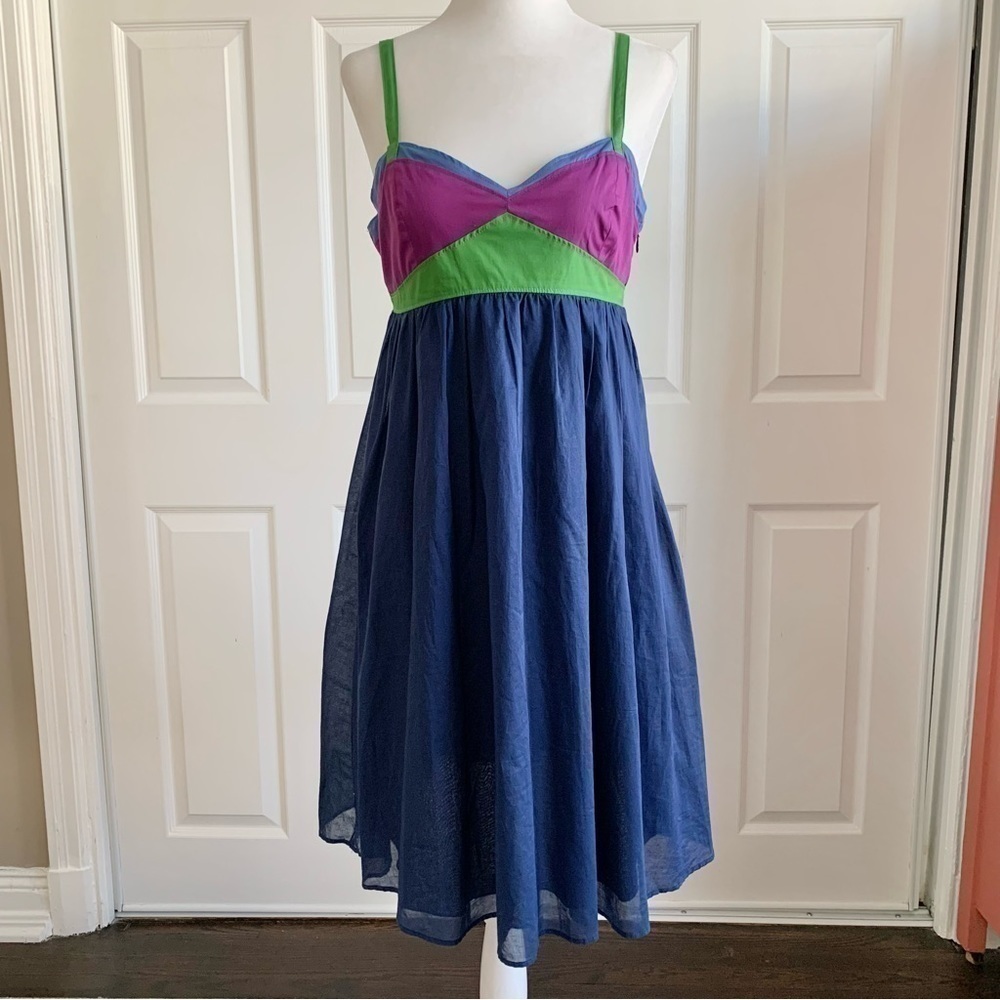 Tara Jarmon for Target Navy, Green and Purple Cotton Summer Dress
